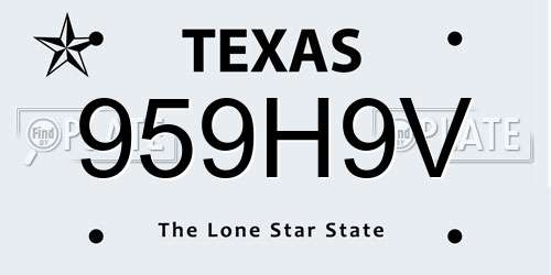 959H9V Texas License Plate