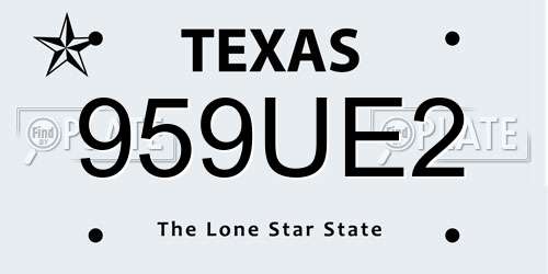 959UE2 Texas License Plate