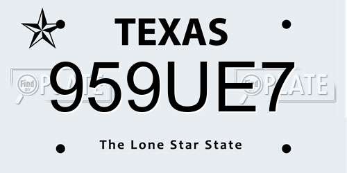 959UE7 Texas License Plate