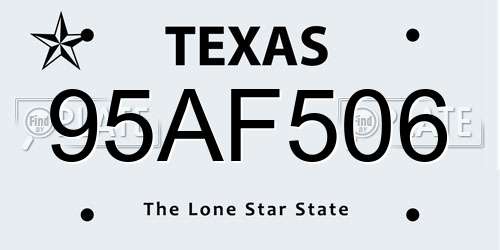 95AF506 Texas License Plate