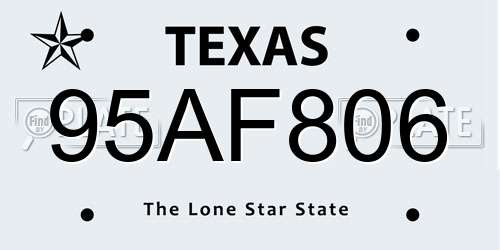 95AF806 Texas License Plate