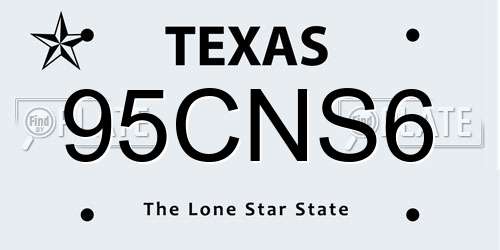 95CNS6 Texas License Plate