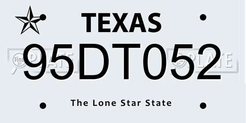 95DT052 Texas License Plate
