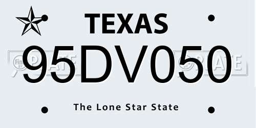 95DV050 Texas License Plate