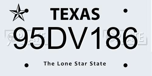 95DV186 Texas License Plate