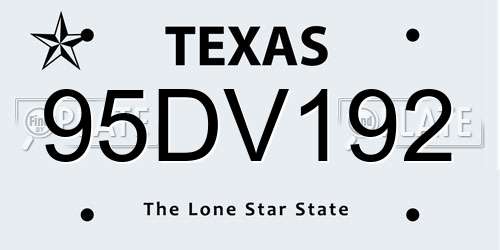 95DV192 Texas License Plate