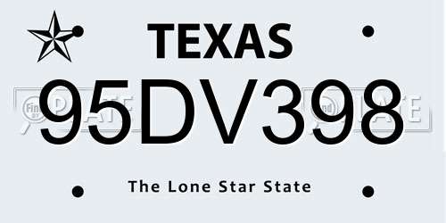 95DV398 Texas License Plate