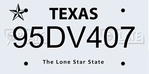 95DV407 Texas License Plate