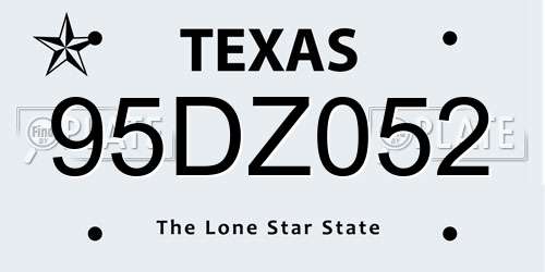95DZ052 Texas License Plate