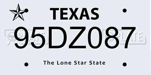95DZ087 Texas License Plate