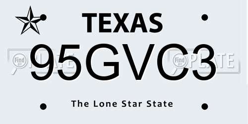 95GVC3 Texas License Plate