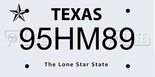 95HM89 Texas License Plate