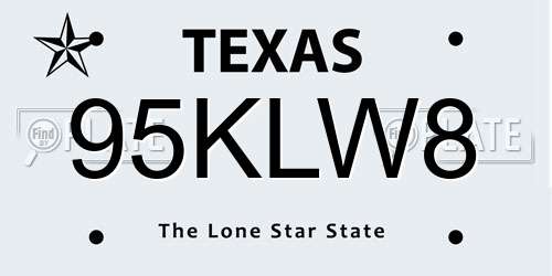 95KLW8 Texas License Plate