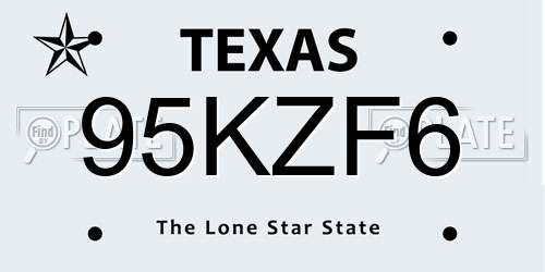 95KZF6 Texas License Plate