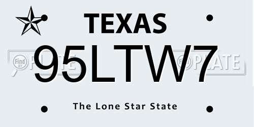 95LTW7 Texas License Plate