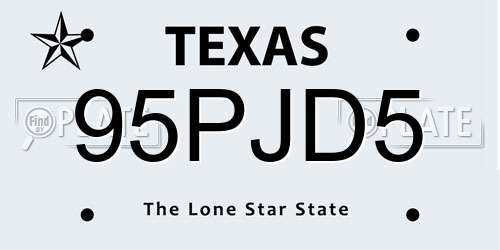 95PJD5 Texas License Plate