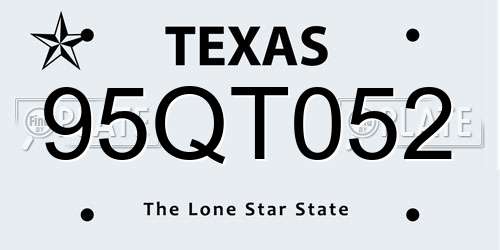 95QT052 Texas License Plate