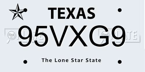 95VXG9 Texas License Plate