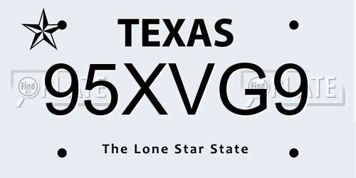 95XVG9 Texas License Plate