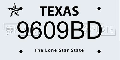 9609BD Texas License Plate