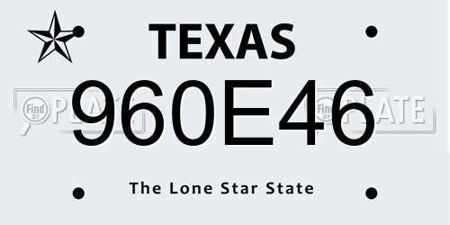 960E46 Texas License Plate