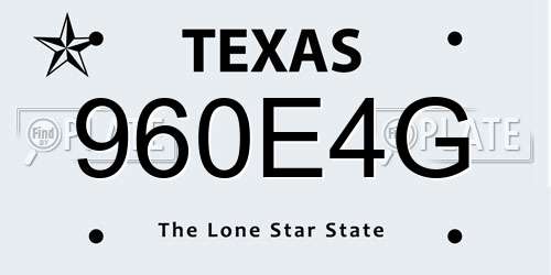 960E4G Texas License Plate