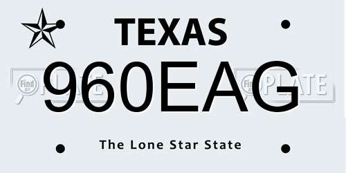 960EAG Texas License Plate