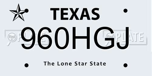 960HGJ Texas License Plate