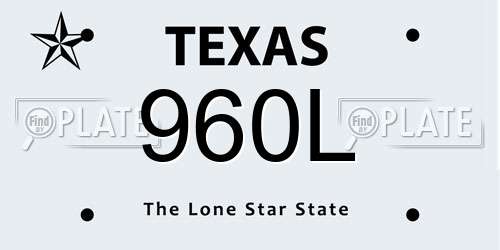 960L Texas License Plate