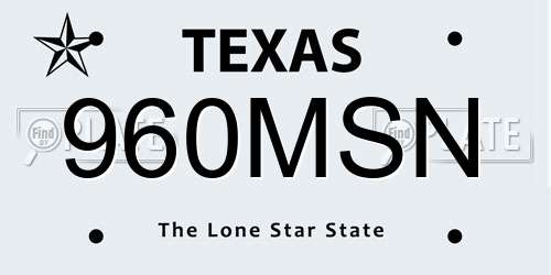 960MSN Texas License Plate