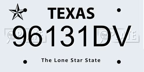 96131DV Texas License Plate