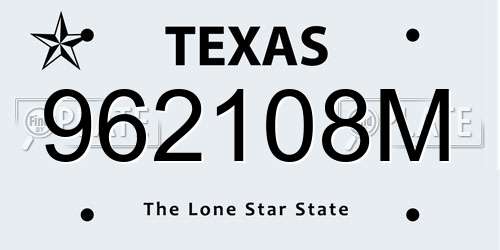 962108M Texas License Plate