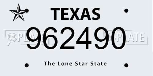 962490 Texas License Plate