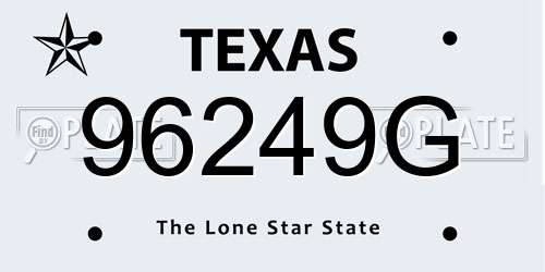 96249G Texas License Plate