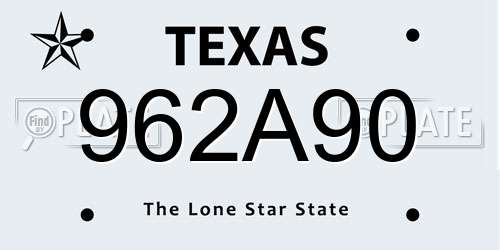 962A90 Texas License Plate