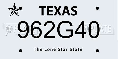 962G40 Texas License Plate