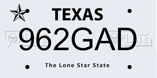 962GAD Texas License Plate