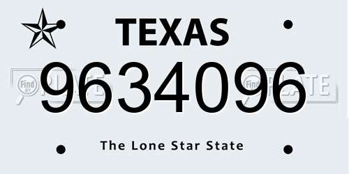 9634096 Texas License Plate