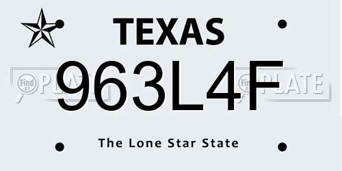 963L4F Texas License Plate