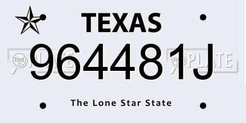 964481J Texas License Plate