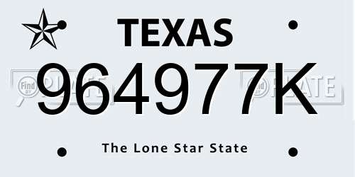 964977K Texas License Plate