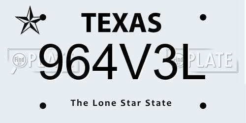 964V3L Texas License Plate