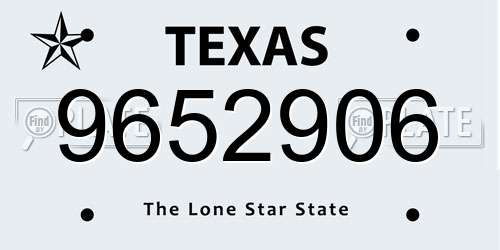 9652906 Texas License Plate