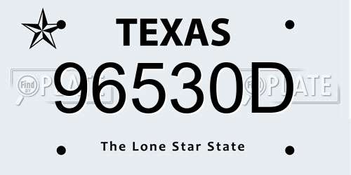 96530D Texas License Plate