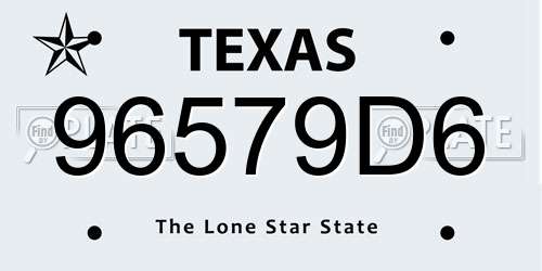 96579D6 Texas License Plate
