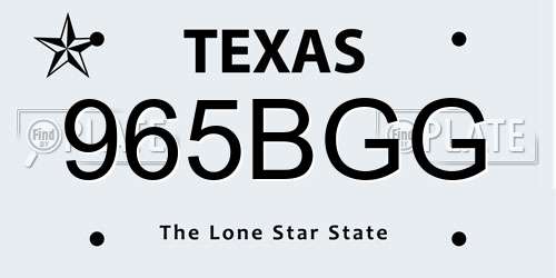 965BGG Texas License Plate