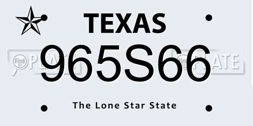 965S66 Texas License Plate