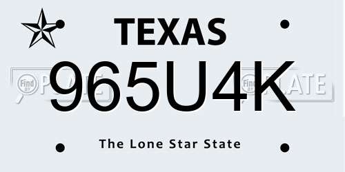 965U4K Texas License Plate