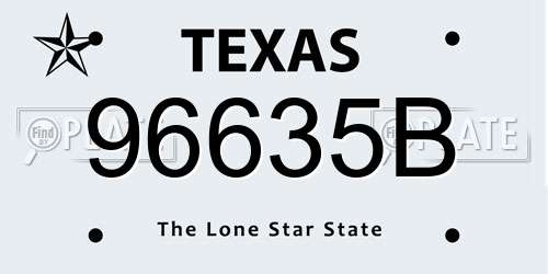 96635B Texas License Plate