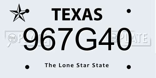 967G40 Texas License Plate